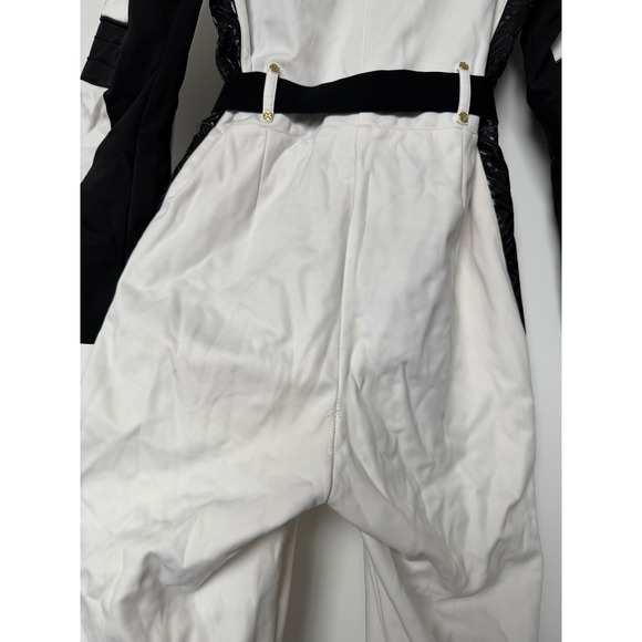 Luxury White Black Gold Fur Hooded Ski Suit Jumpsuit Women's Snowboard US 6 - Picture 14 of 16